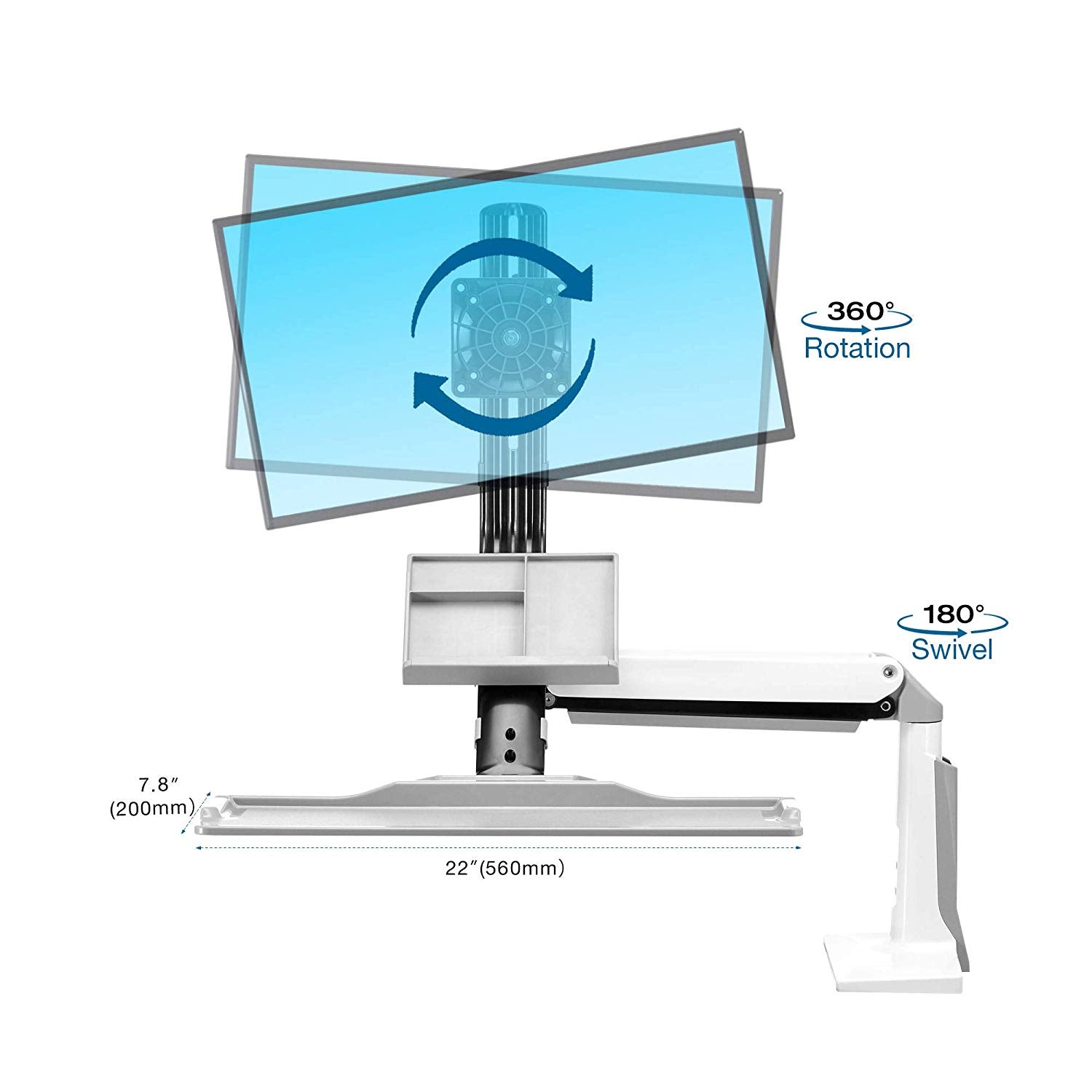 NB North Bayou Sit Stand Desk Converter Height Adjustable Standing Desk Workstation for 22''-35'' Monitor Mount Arm with Keyboard Tray FC35 (White-for 22''-35'' Monitor Within 6.6~19.8 lbs)