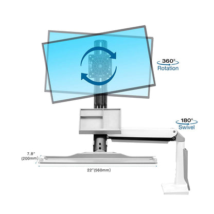 NB North Bayou Sit Stand Desk Converter Height Adjustable Standing Desk Workstation for 22''-35'' Monitor Mount Arm with Keyboard Tray FC35 (White-for 22''-35'' Monitor Within 6.6~19.8 lbs)