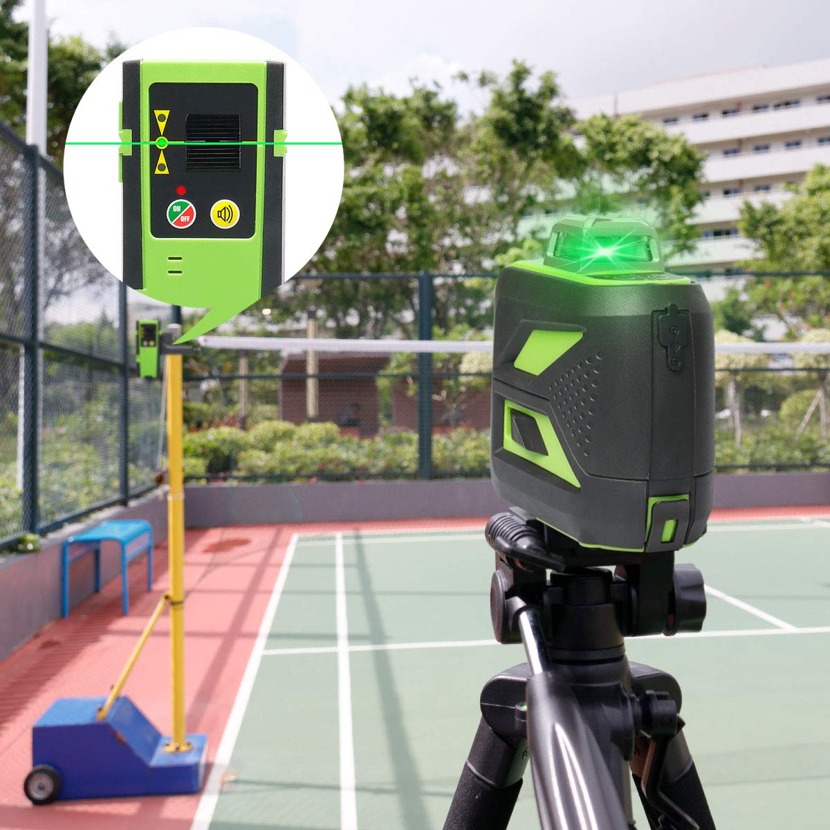 Huepar 3D Green Beam Self-Leveling Laser Level 3x360 Cross Line Laser Three-Plane Leveling and Alignment Line Laser Level -Two 360° Vertical and One 360° Horizontal Line -Magnetic Pivoting Base 603CG