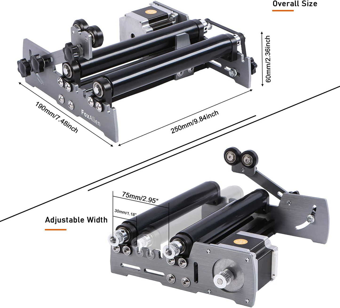 FoxAlien R57 - Módulo de grabado de rodillo giratorio de eje Y para objetos cilíndricos, superficie curvada para FoxAlien 4040-XE CNC Router máquina de grabado