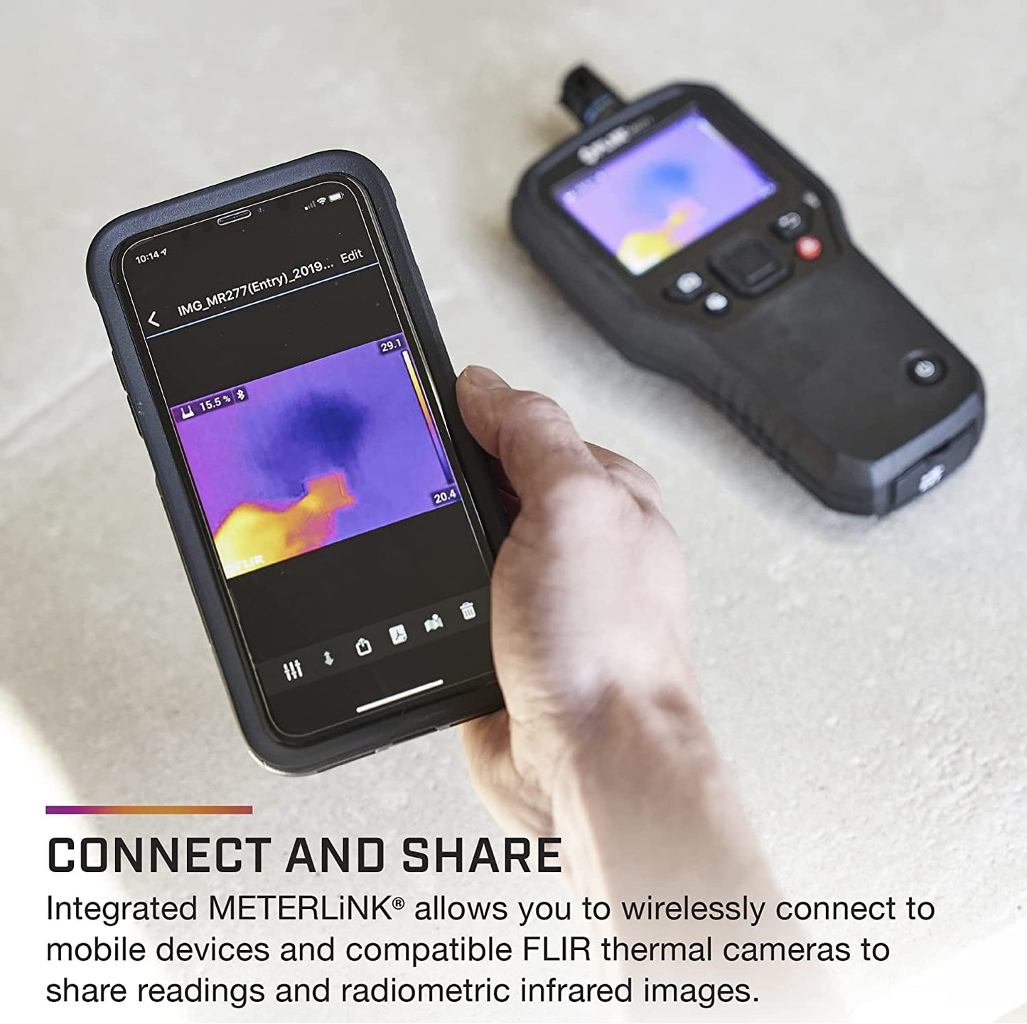 FLIR MR277 Medidor de humedad, cámara IR MSX e higrómetro para inspección de edificios