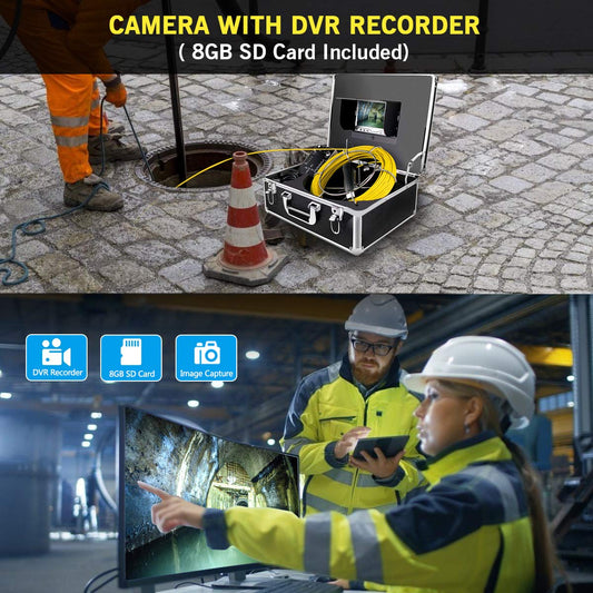 Cámara de alcantarillado, alcantarillado, endoscopio industrial, cable de 164.0 ft, resistente al agua, IP68, cable de serpiente, sistema de vídeo con monitor LCD de 7 pulgadas, 1000TVL Sony CCD DVR grabadora de alcantarillado (50M-DVR)