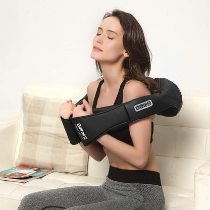 Deep Kneading Neck Massager with Heat - Electric Shiatsu Neck Back and Shoulder Massager for Home Car or Office Use (Black)