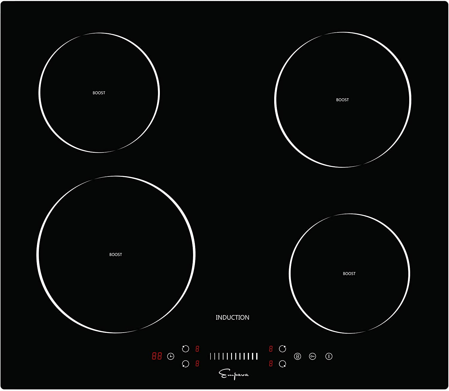 Empava 24" Electric Induction Cooktop with 4 Booster Burners Smooth Surface Black Tempered Glass EMPV-IDC24