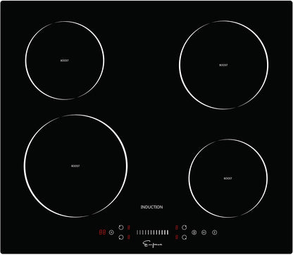 Empava 24" Electric Induction Cooktop with 4 Booster Burners Smooth Surface Black Tempered Glass EMPV-IDC24