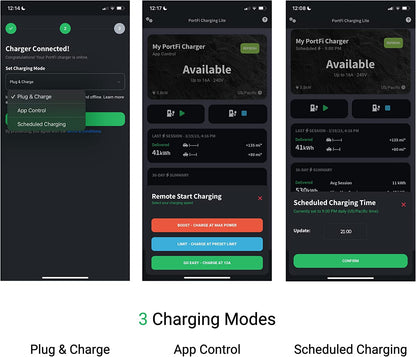 PortFi Estación de carga Smart Level 2 para vehículos eléctricos (EV), certificado de seguridad, interior/exterior, enchufe NEMA 14-50, cargador L2 EVSE/EV (Wi-Fi, 40 A)