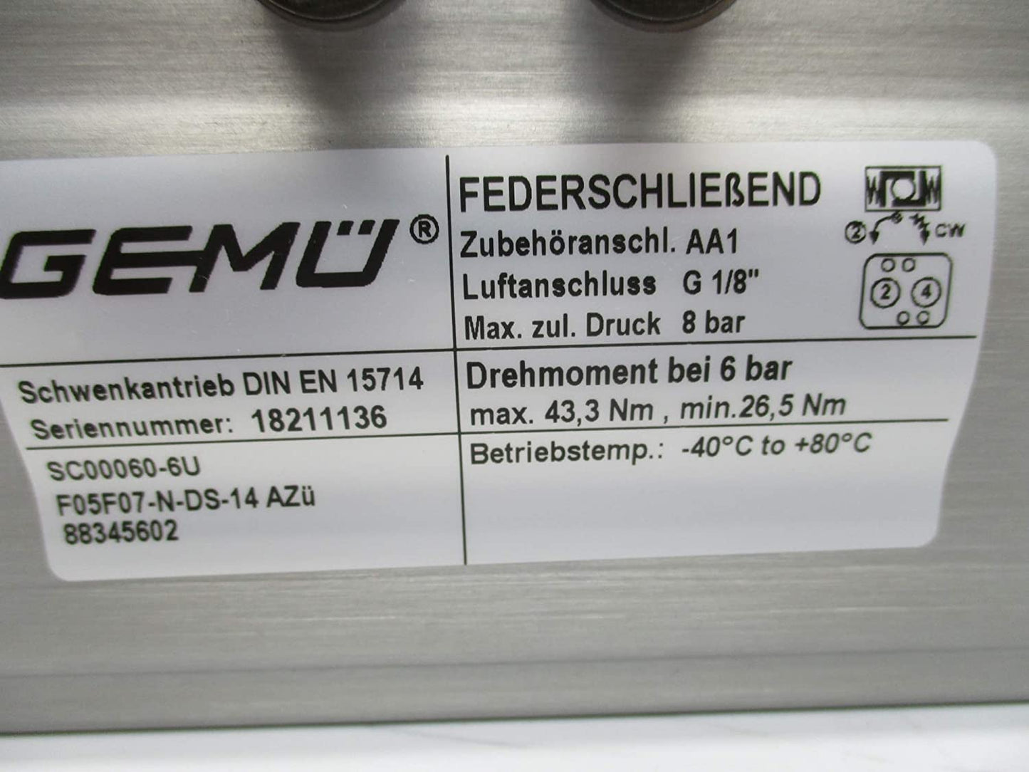 GEMU F05/F07-N-DS-14 88345602 NSNP