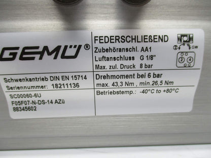 GEMU F05/F07-N-DS-14 88345602 NSNP