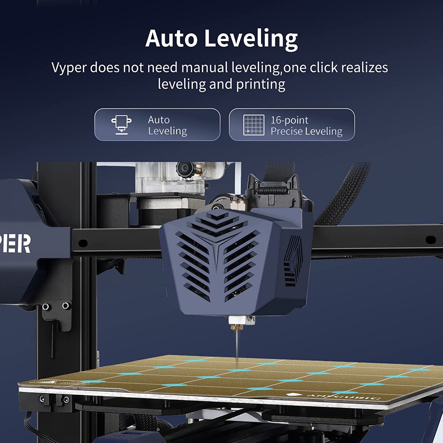 ANYCUBIC Vyper Impresora 3D, actualización de nivelación automática, impresora FDM rápida, diseño de estructura integrada con TMC2209 32 bits de placa base silenciosa, plataforma magnética extraíble, tamaño de impresión de 9.6 x 9.6 x 10.2 pulgadas