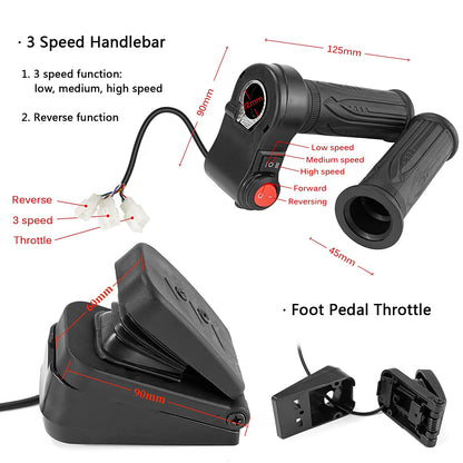 BLDC - Kit de motor sin escobillas de 72 V 3000 W con 24 controladores Mosfet 50 A y pedal del acelerador para scooter eléctrico, motor de bicicleta, motocicleta