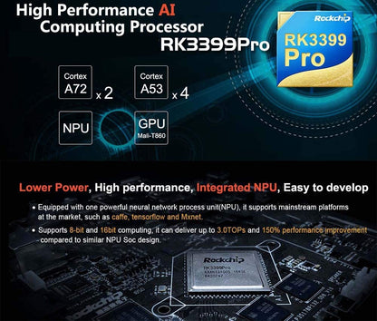 Toybrick RK3399Pro SBC AI kit desarrollo para inteligencia artística Deep Learning Accelerate TensorFlow Caffe hasta 3.0TOPs Android/Linux