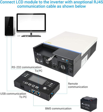 PowMr - Inversor de onda sinusoidal híbrida 3000W 24V CC a 230 V CA con driver de carga MPPT, servicio de soporte de utilidad/generador/carga solar
