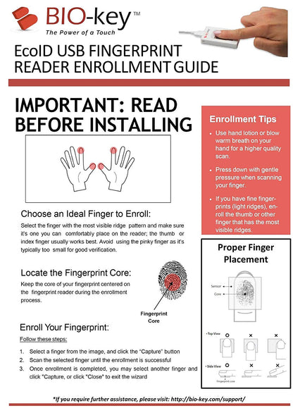 BIO-key EcoID Fingerprint Reader - Tested & Qualified by Microsoft for Windows Hello - Eliminate Passwords on Windows 7/8.1/10 - Includes OmniPass Online Password Vault with Purchase