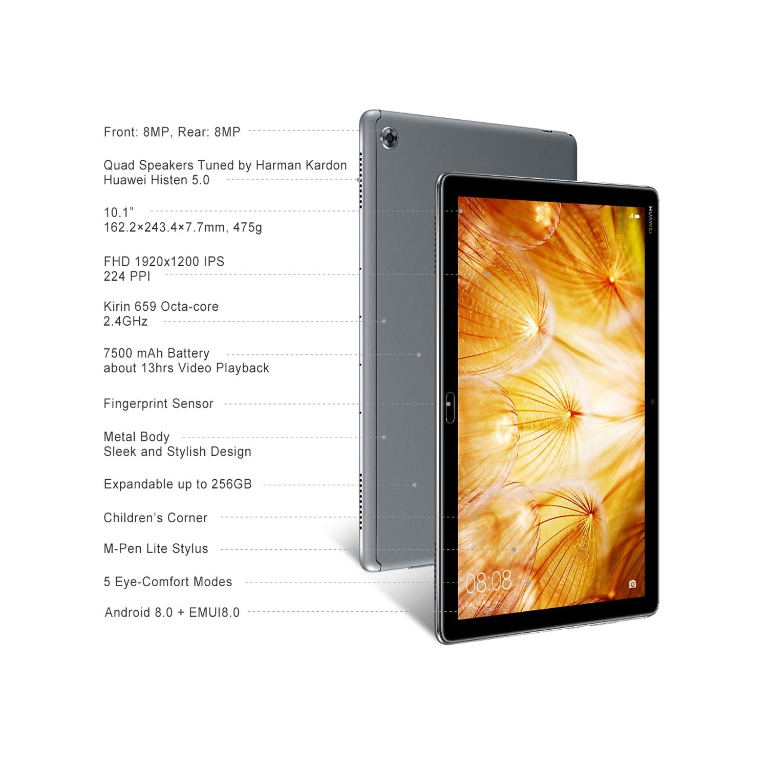 Huawei MediaPad M5 Lite Android Tablet with 10.1" FHD Display