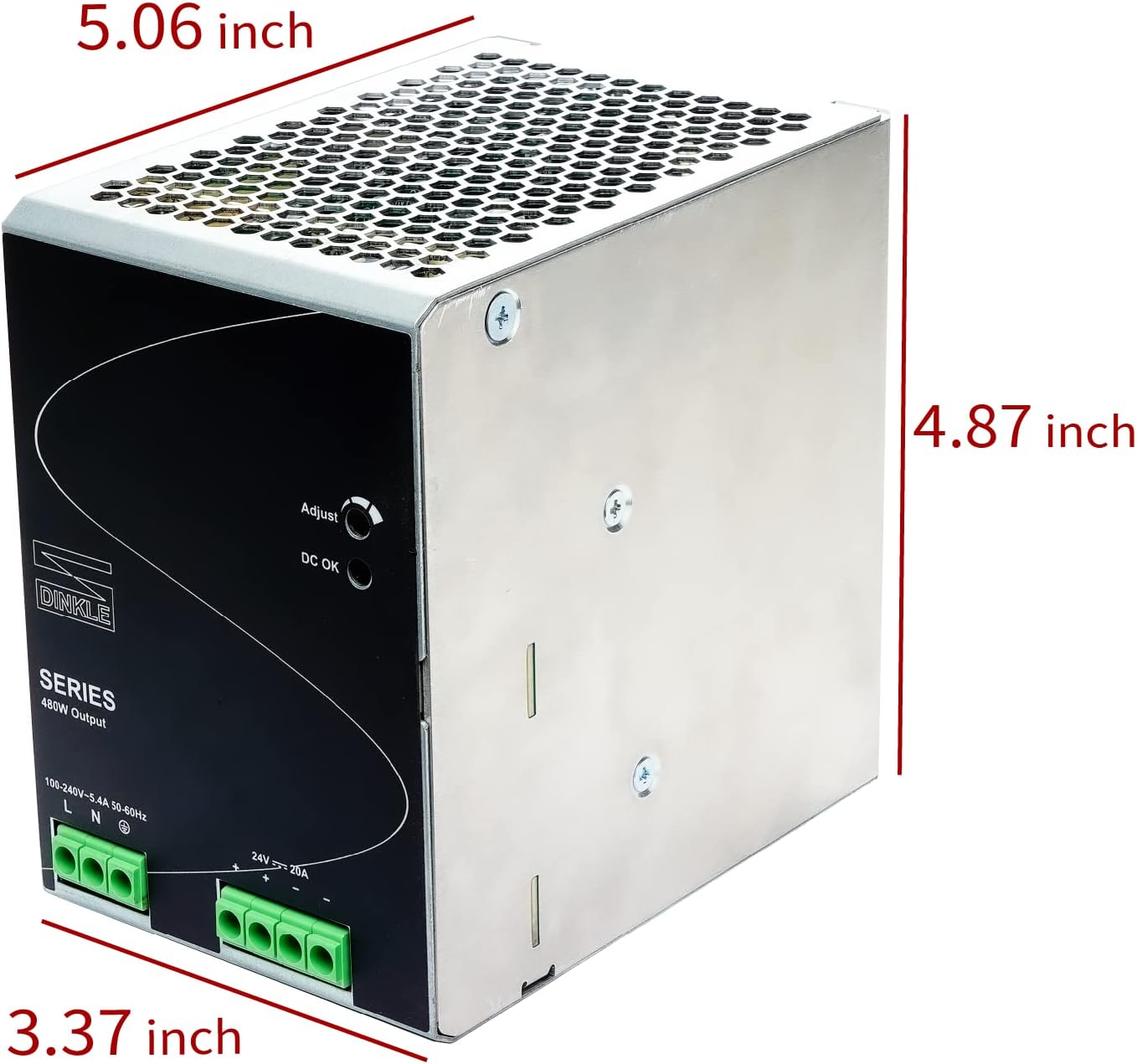Fuente de alimentación de riel DIN 480W 24VCC 20A, 1 monofásico, 0165N-24V480W1ACQ