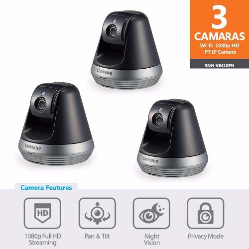3 Camaras De Vigilancia Fhd 1080p Samsung Snh-v6410pn
