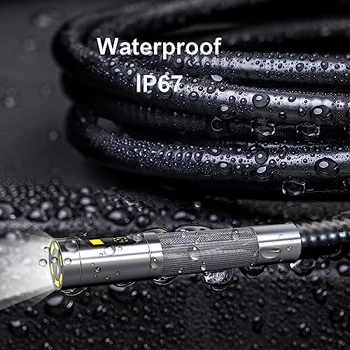 Boroscopio articulado de doble lente, cámara endoscopio DXZtoz con cámara de serpiente articulada bidireccional de 0.33 pulgadas, pantalla dividida de 5 pulgadas, cámara de inspección con luz para mecánicos domésticos automotrices, 5 pies