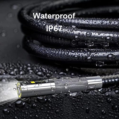 Boroscopio articulado de doble lente, cámara endoscopio DXZtoz con cámara de serpiente articulada bidireccional de 0.33 pulgadas, pantalla dividida de 5 pulgadas, cámara de inspección con luz para mecánicos domésticos automotrices, 5 pies