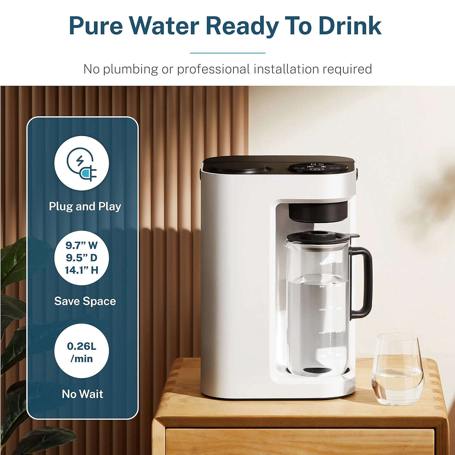 Bluevua RO100ROPOT-LITE - Sistema de filtro de agua de ósmosis inversa para encimera, purificación de 5 etapas, 3:1 de puro a drenaje, purificador de agua portátil (no requiere instalación) (azul)