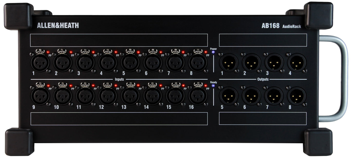 Allen & Heath AB168 Estante de audio remoto/caja de escenario portátil para la serie GLD y Qu, entrada 16 XLR, salida 8 XLR (AH-AB-168)