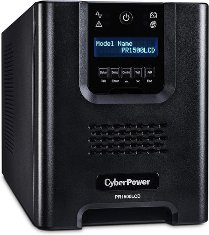 CyberPower, torre pequeña de suministro ininterrumpido de energía con LCD, onda senoidal, aplicación inteligente 1500VA Negro