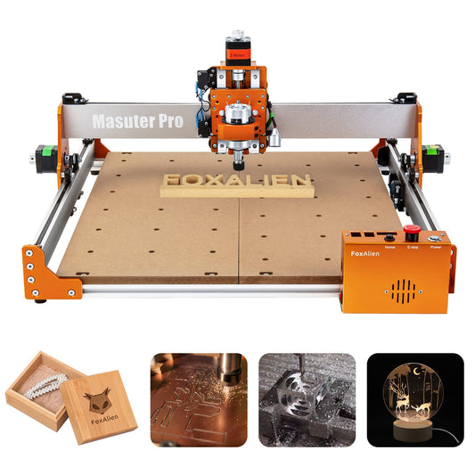 FoxAlien Masuter Pro CNC Router Machine, grabado de 3 ejes mejorado, fresadora totalmente metálica para madera acrílica MDF nailon tallado corte
