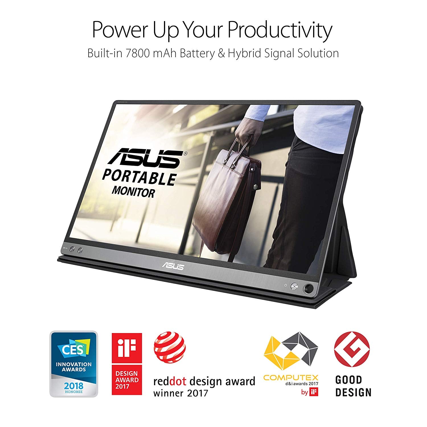 Asus Zenscreen Go MB16AP 15.6" Full HD Portable Monitor IPS Built-in Battery Eye Care USB Type-C W/Foldable Smart Case