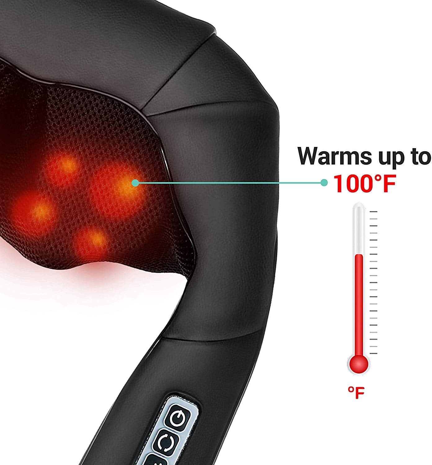 Deep Kneading Neck Massager with Heat - Electric Shiatsu Neck Back and Shoulder Massager for Home Car or Office Use (Black)