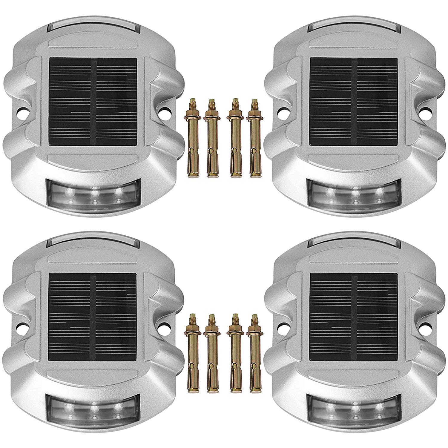 Happybuy Driveway Lights 12-Pack Solar Driveway Lights Bright White Solar Deck Lights Outdoor Waterproof Wireless Dock Lights 6 LEDs for Deck Dock Driveway Path Warning Garden Walkway Sidewalk Steps