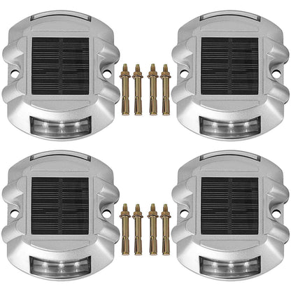 Happybuy Driveway Lights 12-Pack Solar Driveway Lights Bright White Solar Deck Lights Outdoor Waterproof Wireless Dock Lights 6 LEDs for Deck Dock Driveway Path Warning Garden Walkway Sidewalk Steps