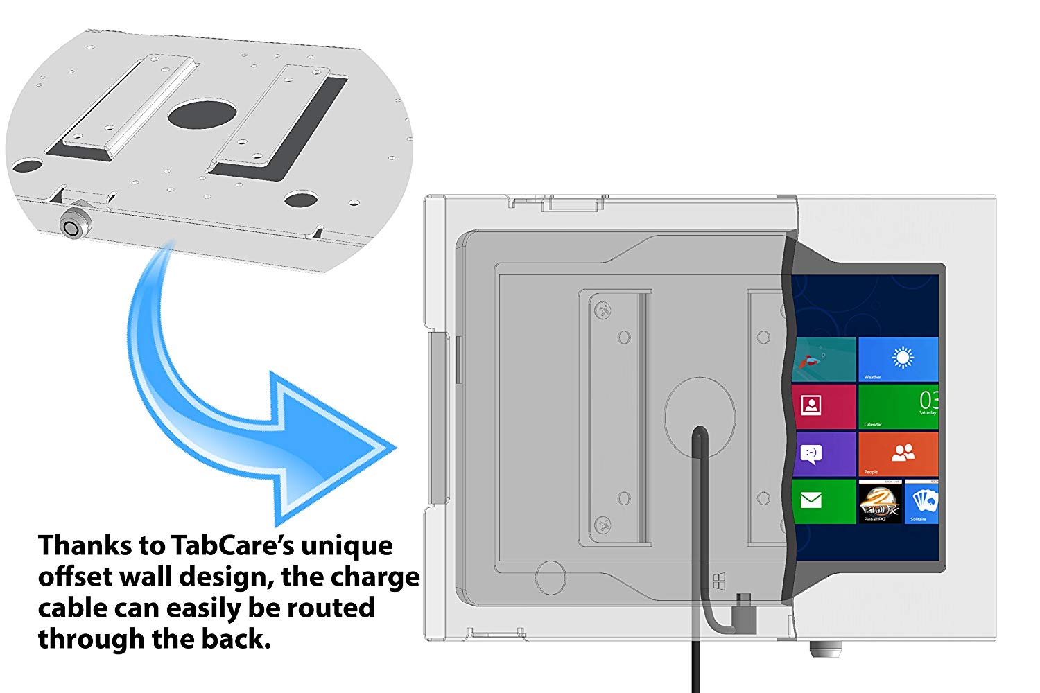 TABcare Locking Wall Mount Metal Enclosure for MS Surface Pro 3 4 6 2017 - Kiosk