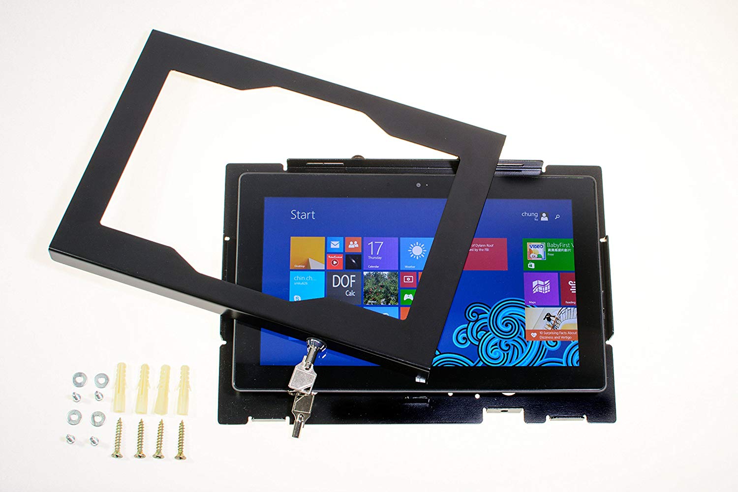TABcare Locking Wall Mount Metal Enclosure for MS Surface Pro 3 4 6 2017 - Kiosk