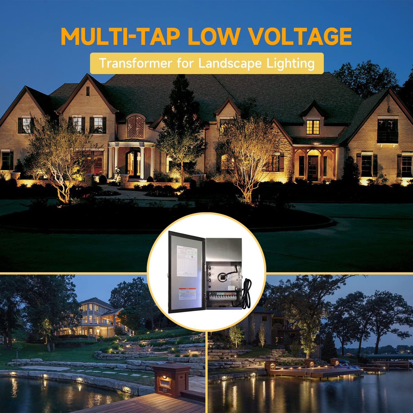 COLOER Transformador de bajo voltaje multigrifo de 900 W (12V-13V-14V-15V-16V-17V-18V-22V) para iluminación de paisaje al aire libre, luz de patio, luces de jardín, núcleo toroide totalmente encapsulado, certificado CEC VI, certificado ETL