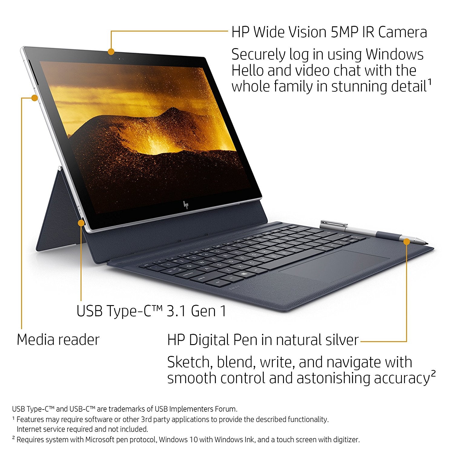 HP ENVY x2 laptop tablet desmontable de 12 pulgadas con lápiz óptico y 4G LTE, procesador Qualcomm Snapdragon 835, 4 GB de RAM, 128 GB de almacenamiento flash, Windows 10 (12-e091ms, plateado / azul)