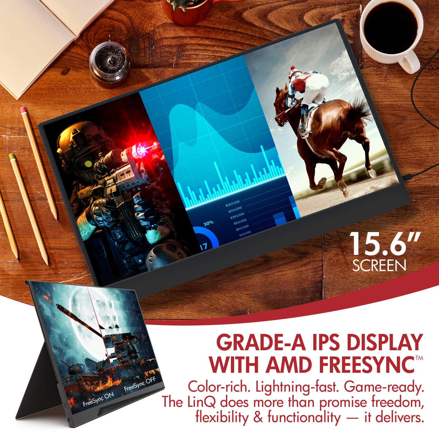VIOTEK LinQ P16C 16-Inch Portable Monitor for Laptop