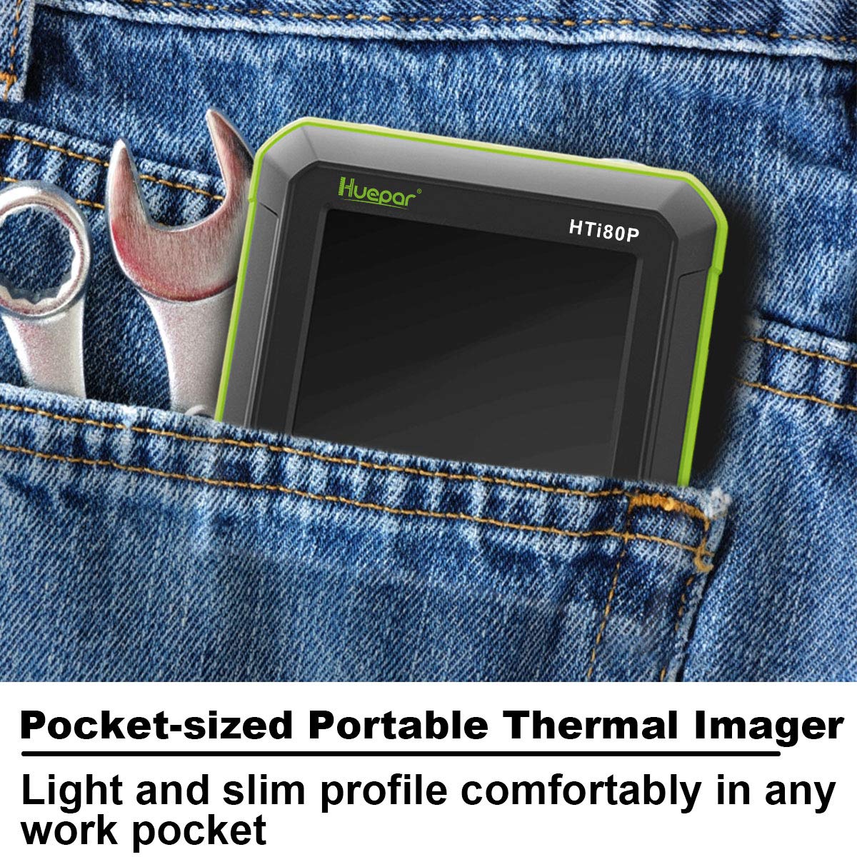 Pocket-Sized IR Thermal Imager, Huepar 80 x 60 Infrared Resolution Thermal Imaging Camera Measurement Range 14°F~752°F with 76800 Pixels Display, Temperature Tracking & Adjustable Emissivity HTi80P