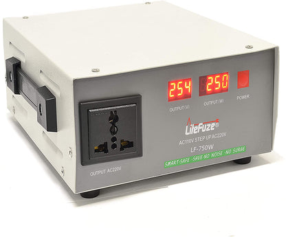 LiteFuze Automatic 1500-Watt Voltage Converter Transformer - Step Up - 110V/220V - Circuit Breaker Protection -Heavy Duty/ - Wattage Detection Technology - Ultra Compact - Quiet - Light