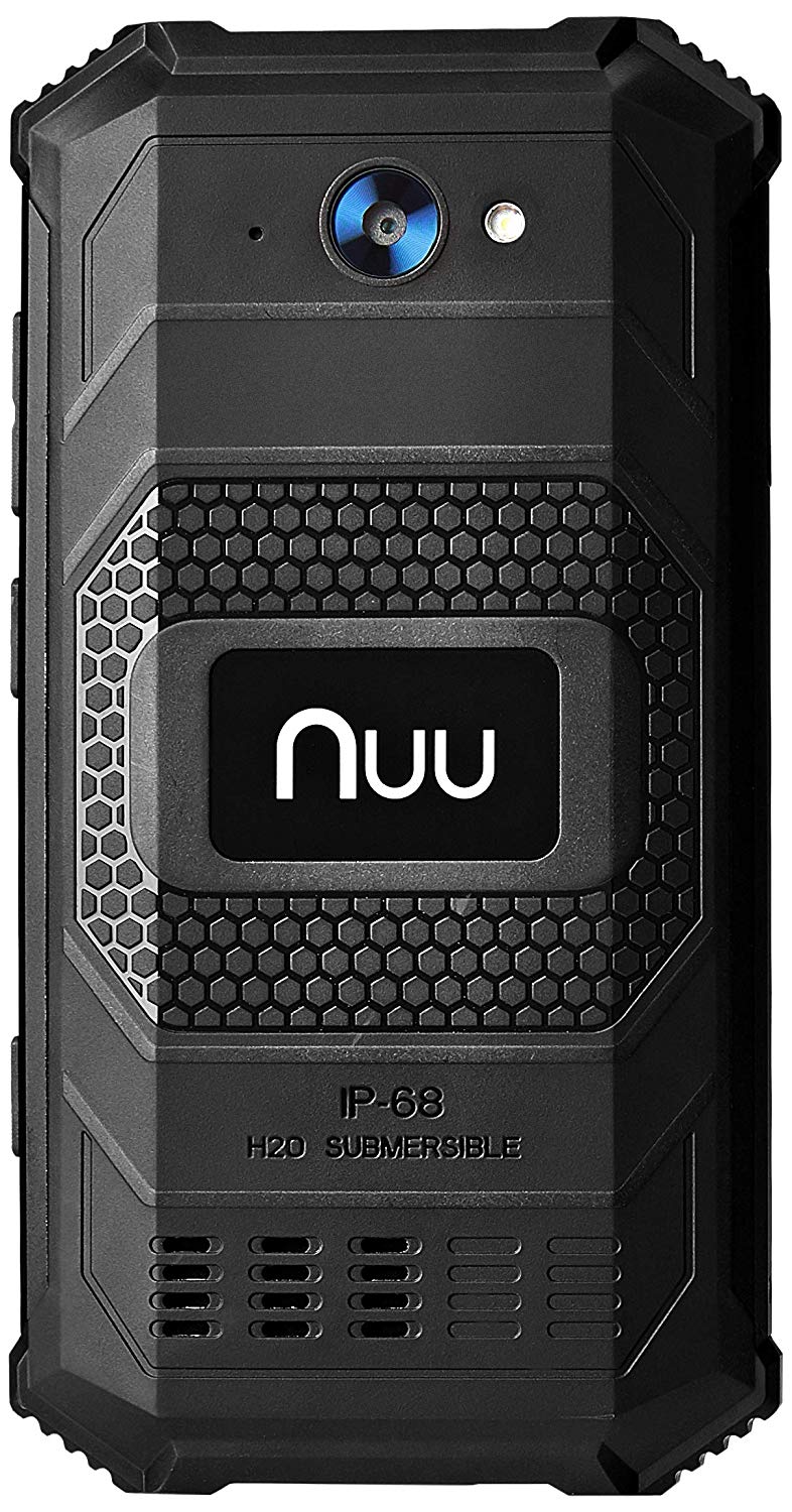 NUU Mobile R1 Rugged IP68-Rated - Waterproof Dual Sim 4G LTE Unlocked Android 8 Smartphone - Black - US Warranty