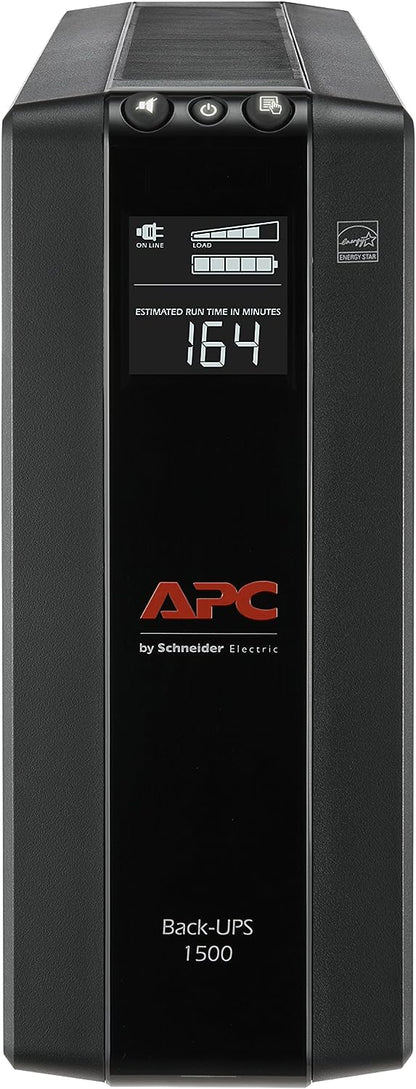 APC UPS 1500 VA UPS Batería de reserva y protector de sobretensión, BX1500 M, fuente de alimentación de batería de reserva, AVR, protección de datos