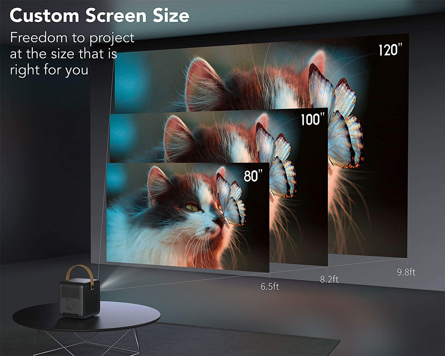 WeMax Dice, Proyector portátil inteligente 1080P, 700 lúmenes ANSI, Proyector portátil con corrección Keystone, Banco de energía de batería de 3 horas - Carga teléfono, 5K Aplicaciones Proyector incorporado