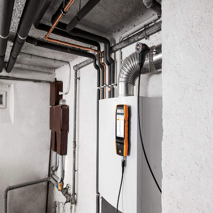Kit analizador de combustión residencial y comercial testo 300 I con impresora bluetooth opcional I CO Meter para gases de combustión, proyecto, presión diferencial y niveles de CO ambiental de los sistemas de calefacción