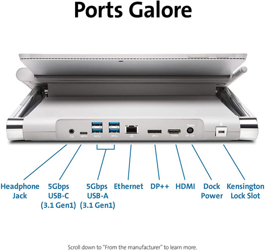 Kensington Estación de acoplamiento Surface Pro con salida de vídeo 4K dual (K62917NA)