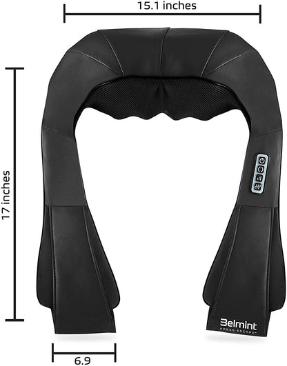 Deep Kneading Neck Massager with Heat - Electric Shiatsu Neck Back and Shoulder Massager for Home Car or Office Use (Black)