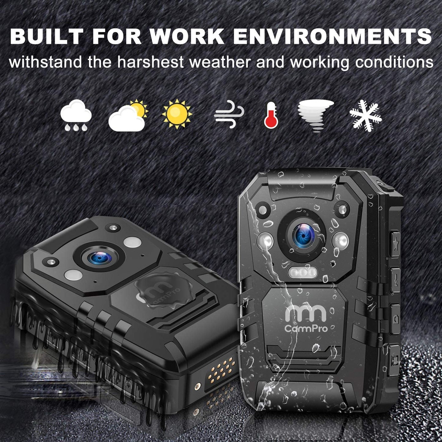 Cámara de cuerpo de policía HD 1296P, memoria 32G, cámara de cuerpo portátil CammPro, cámara impermeable con pantalla de 2 pulgadas, visión nocturna, GPS para grabadora de aplicación de la ley, guardias de seguridad, uso personal