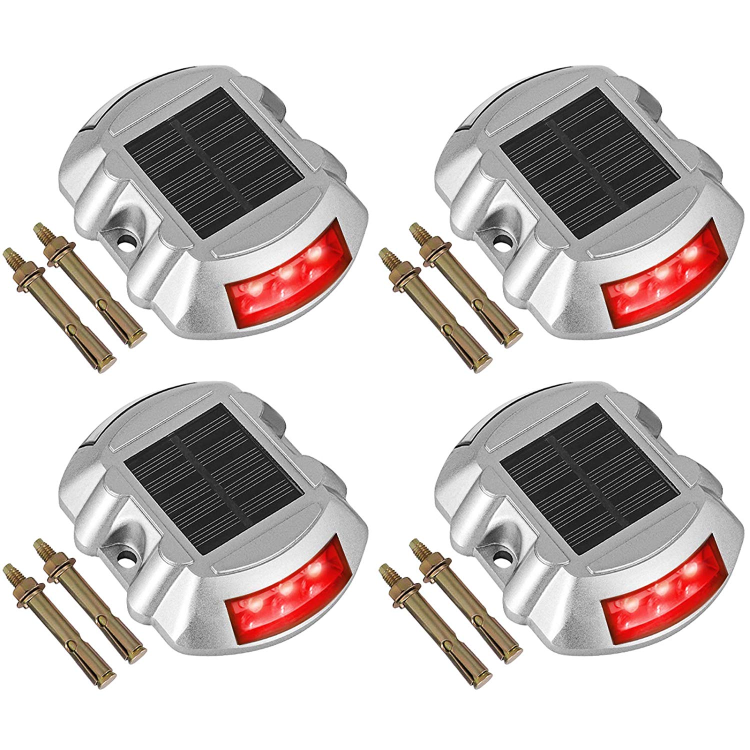 Happybuy Driveway Lights 12-Pack Solar Driveway Lights Bright White Solar Deck Lights Outdoor Waterproof Wireless Dock Lights 6 LEDs for Deck Dock Driveway Path Warning Garden Walkway Sidewalk Steps