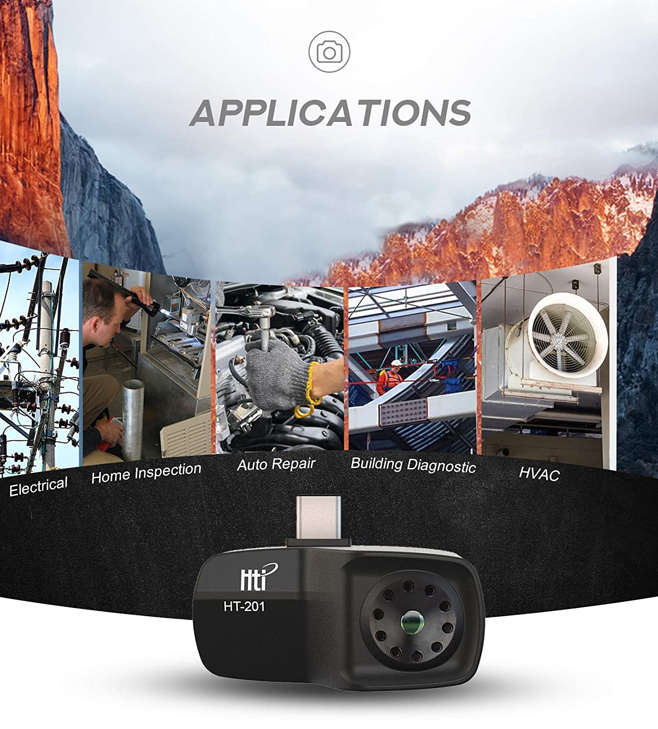 Hti-Xintai - Cámara térmica de alta resolución para smartphones Android, USB tipo C, color negro