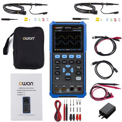 OWON Osciloscopio HDS272S 2+1CH osciloscopio digital multiumetro 3 en 1 70MHz ancho de banda 3.5" LCD multiumeter OSC+DMM+generador de señal