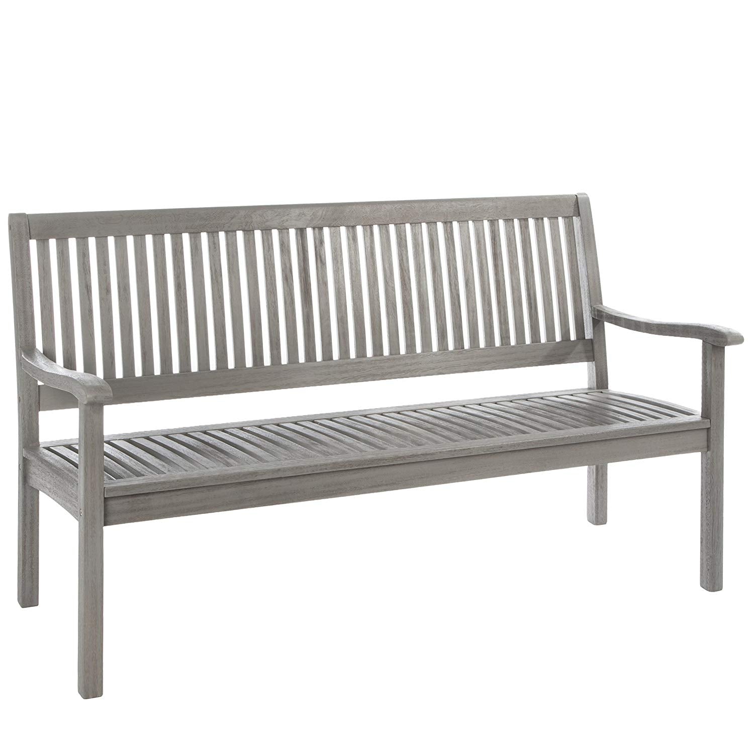 Banco de jardín Ultranatura Canberra Series de 3 plazas - Madera de eucalipto con clase y alta calidad con certificación FSC - 60 x 26 x 34 pulgadas (152 x 66 x 86 cm), gris