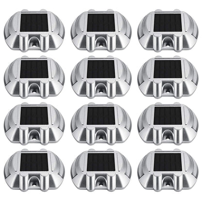 Happybuy Driveway Lights 12-Pack Solar Driveway Lights Bright White Solar Deck Lights Outdoor Waterproof Wireless Dock Lights 6 LEDs for Deck Dock Driveway Path Warning Garden Walkway Sidewalk Steps