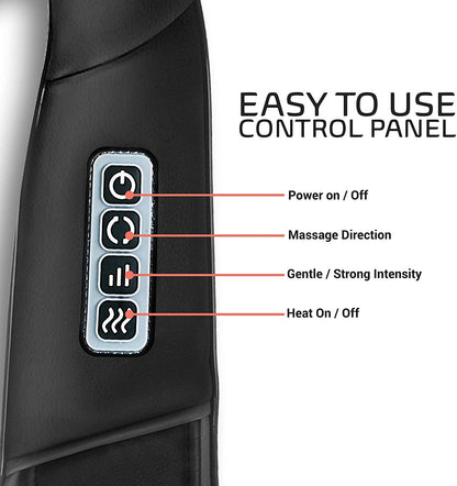 Deep Kneading Neck Massager with Heat - Electric Shiatsu Neck Back and Shoulder Massager for Home Car or Office Use (Black)